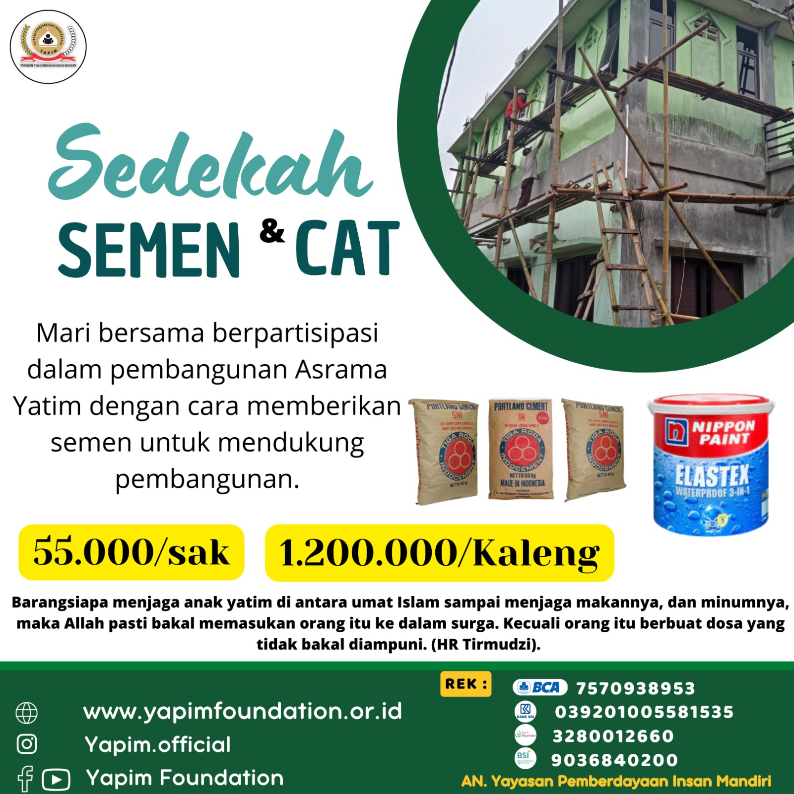 Sedekah Semen Asrama Yatim