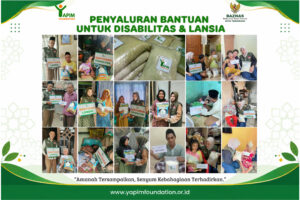 Penyaluran bantuan beras dan santunan kepada lansia dan penyandang disabilitas oleh YAPIM Foundation.